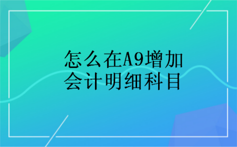怎么在A9增加会计明细科目 怎么在A9增加会计明细科目