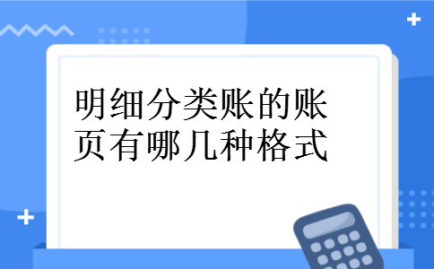 明细分类账的账页有哪几种格式 明细分类账的账页有哪几种格式