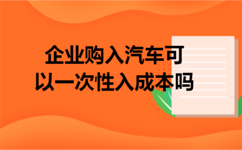 企业购入汽车可以一次性入成本吗