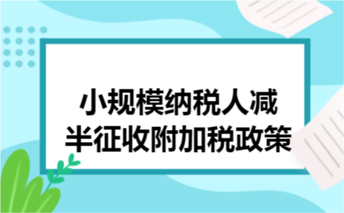 小规模纳税人减半征收附加税政策