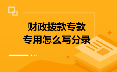 财政拨款专款专用怎么写分录