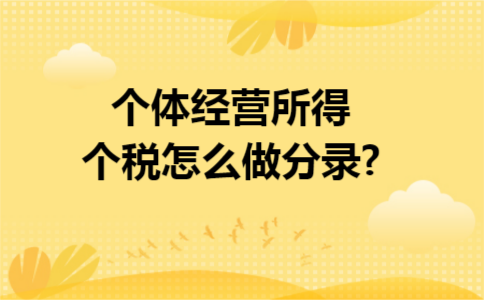 个体经营所得个税怎么做分录?
